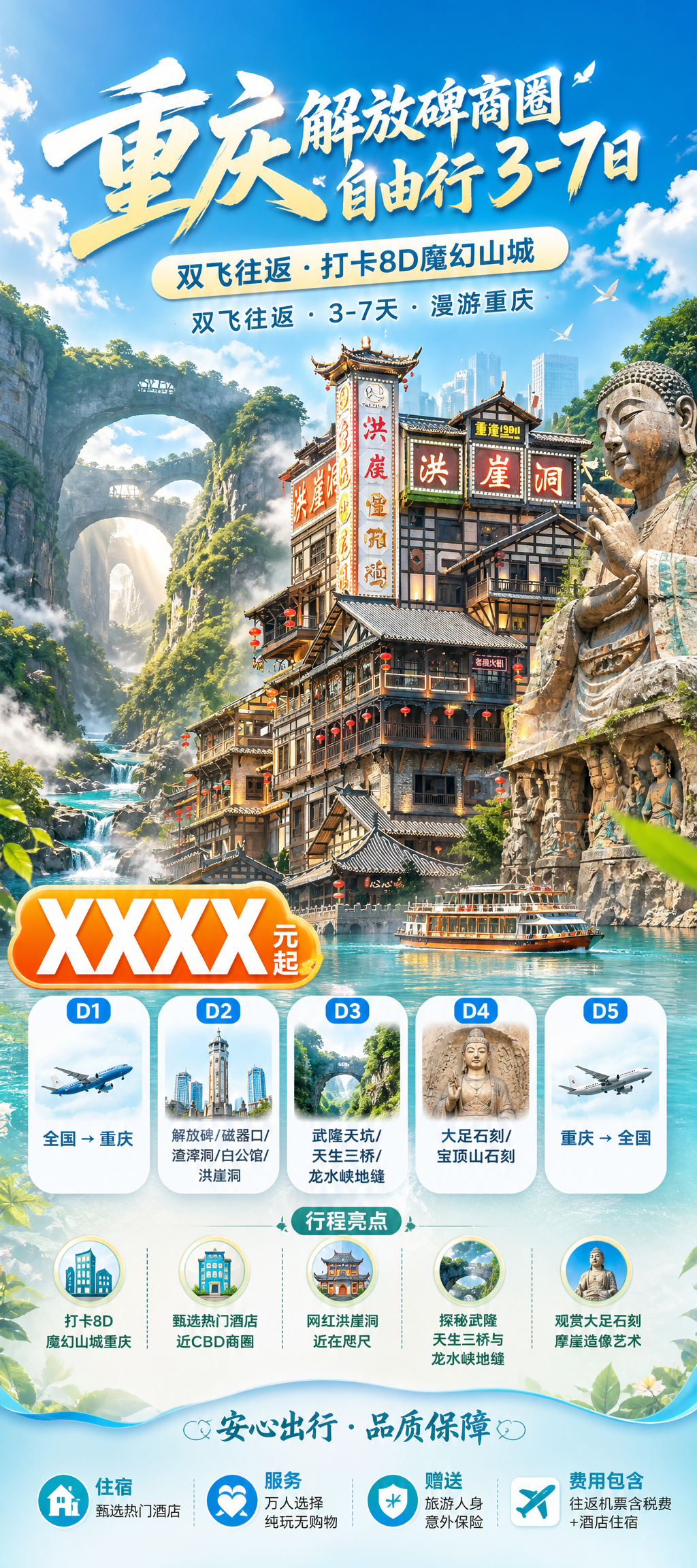 重庆自由行旅游海报