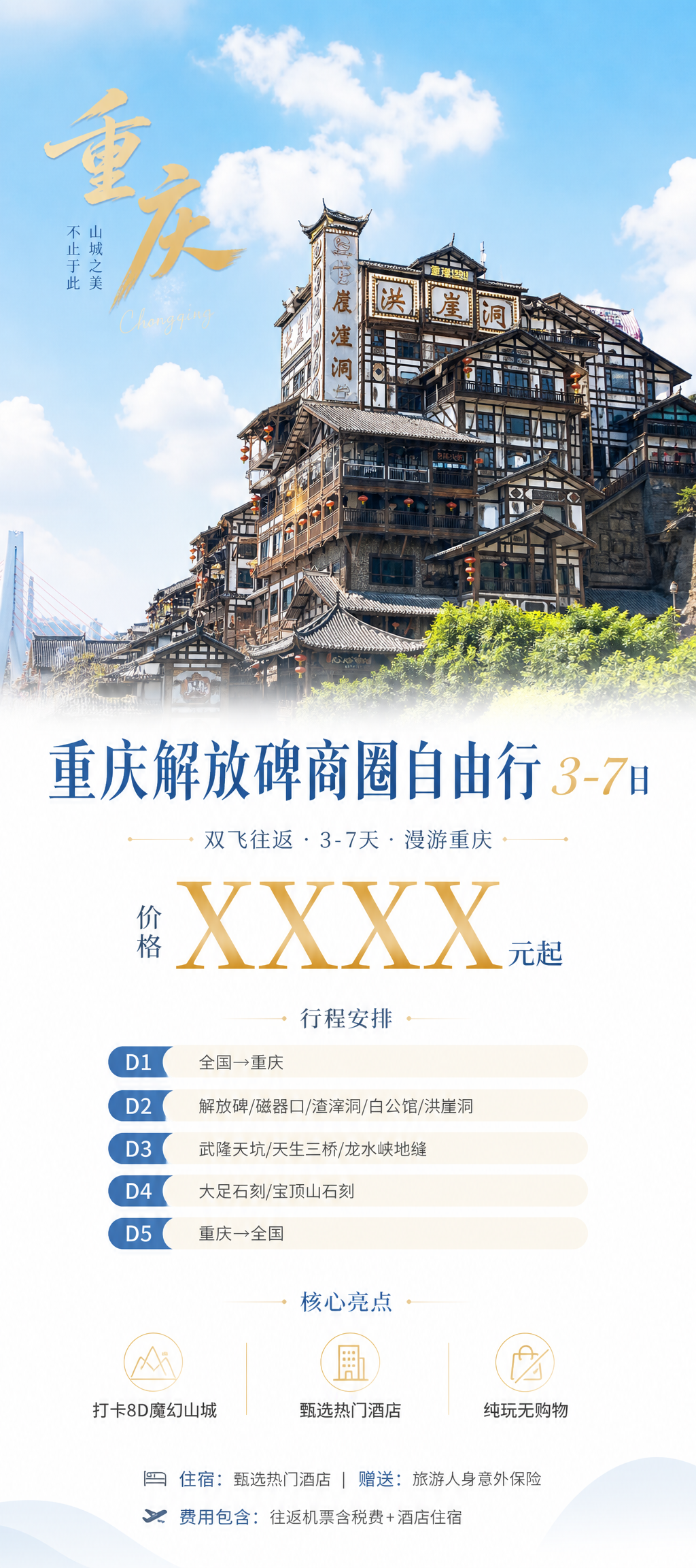 重庆解放碑自由行海报
