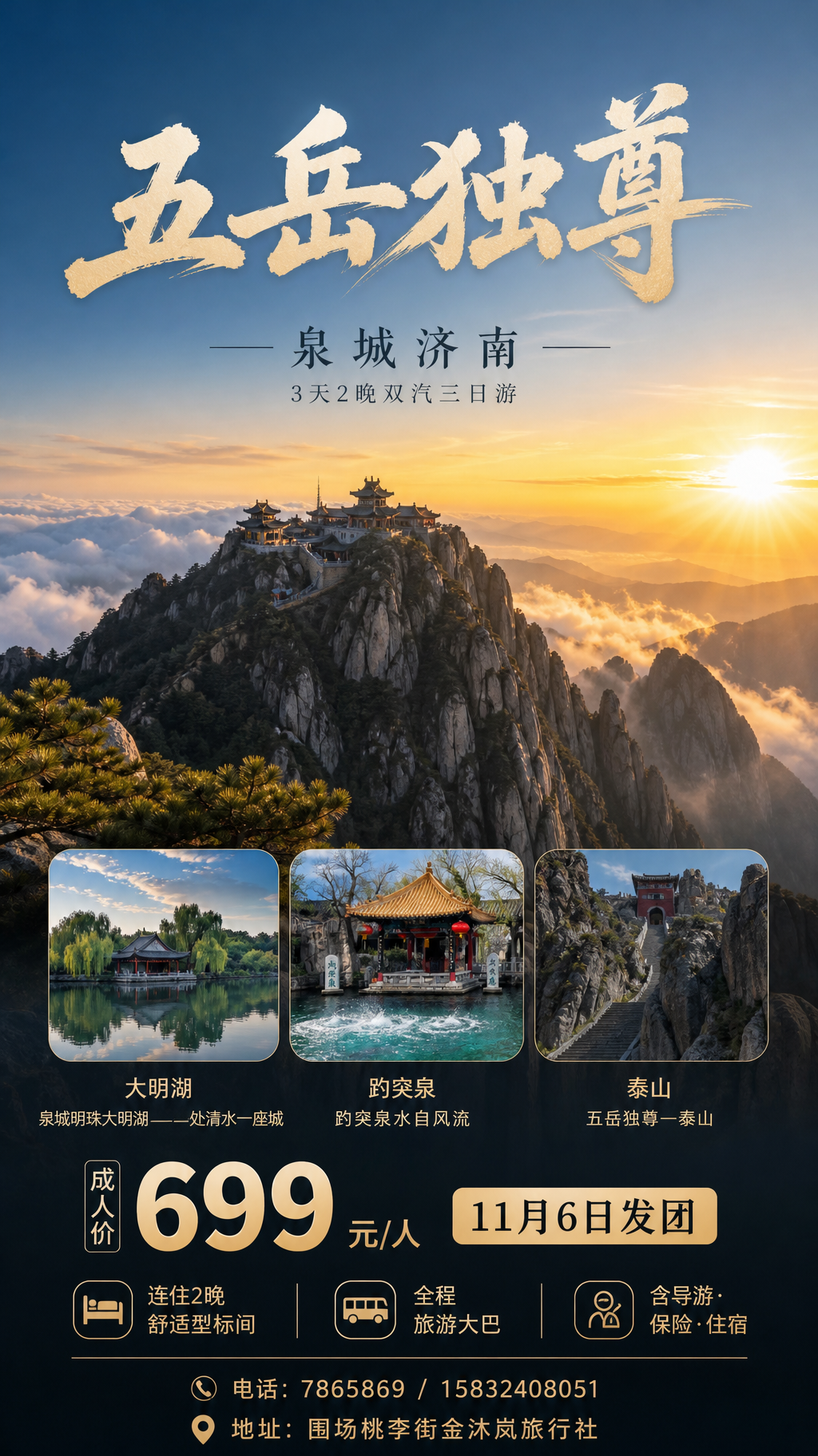 五岳独尊泰山旅游海报